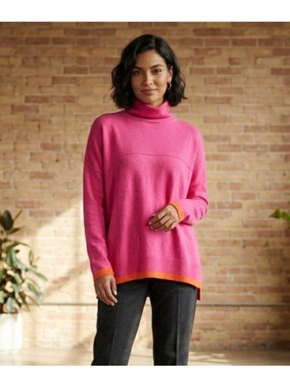 Women's - THML Pink and Orange Turtleneck Sweater, Size XS